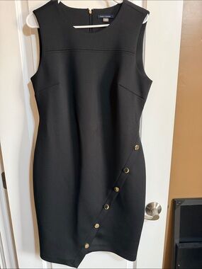 Tommy Hilfiger Black Sleeveless Midi Dress with Gold-Tone Buttons